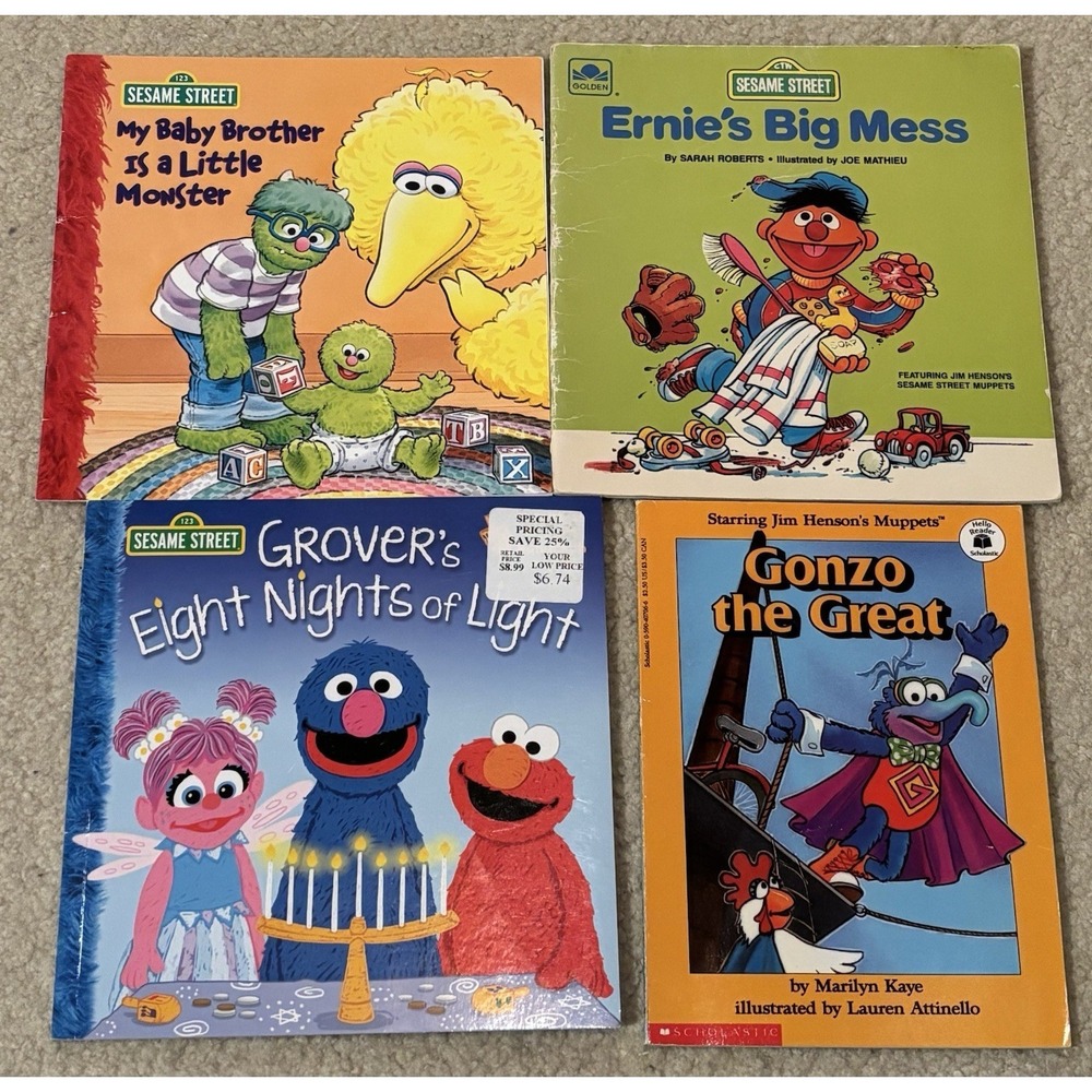 Sesame Street Children's Books Lot Of 4 - Elmo, Grover, Big Bird, Gonzo